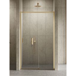 New Trendy Prime Gold Brushed drzwi prysznicowe 130 cm rozsuwane złoty szczotkowany/szkło przezroczyste D-0791A