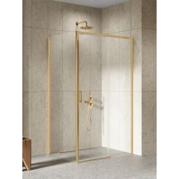 New Trendy Prime kabina prysznicowa 140x80 cm prostokątna złoty szczotkowany/szkło przezroczyste D-0792A/D-0329B