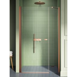 New Trendy New Soleo Copper Brushed drzwi prysznicowe 120 cm uchylne miedź szczotkowana/szkło przezroczyste D-0948A