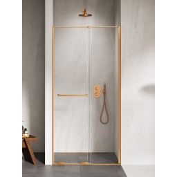New Trendy Smart drzwi prysznicowe 130 cm rozsuwane miedź szczotkowana/szkło przezroczyste EXK-7655