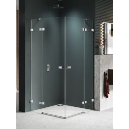 New Trendy Avexa Nickel Brushed kabina prysznicowa 80x80 cm kwadratowa nikiel szczotkowany/szkło przezroczyste EXK-8531