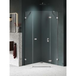 New Trendy Avexa Nickel Brushed kabina prysznicowa 80x80 cm pięciokątna prawa nikiel szczotkowany szczotkowany/szkło przezroczyste EXK-8557