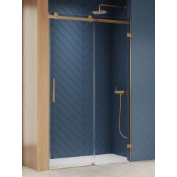New Trendy Softi X Gold Brushed drzwi prysznicowe 100 cm rozsuwane prawe złoty szczotkowany/szkło przezroczyste EXK-8923