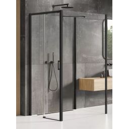 New Trendy Prime Black kabina prysznicowa 100x90 cm prostokątna przyścienna lewa czarny mat/szkło przezroczyste K-0966