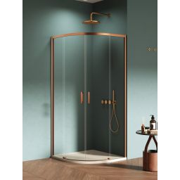 New Trendy Prime kabina prysznicowa 80x80 cm półokrągła miedź szczotkowany/szkło przezroczyste K-3590