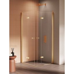 New Trendy New Soleo Gold Brushed kabina prysznicowa 80x80 cm złoty szczotkowany/szkło przezroczyste K-4302
