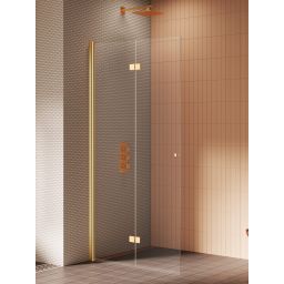 New Trendy New Soleo Gold Brushed ścianka prysznicowa walk-in 90 cm lewa złoty szczotkowany/szkło przezroczyste K-5773