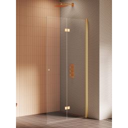 New Trendy New Soleo Gold Brushed ścianka prysznicowa walk-in 90 cm prawa złoty szczotkowany/szkło przezroczyste K-5774