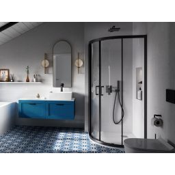 Besco Modern Black kabina prysznicowa 90x90 cm półokrągła czarny mat/szkło przezroczyste MPB-90-190-C