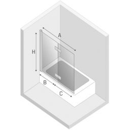 New Trendy New Soleo parawan nawannowy 100 cm 2-częściowy lewy szkło przezroczyste P-0028