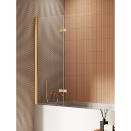 New Trendy New Soleo Gold Brushed parawan nawannowy 120 cm 2-częściowy złoty szczotkowany/szkło przezroczyste P-0175