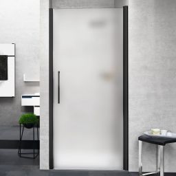 Novellini Young 1B drzwi prysznicowe 57 cm czarny/szkło satynowe Y21B57-4H