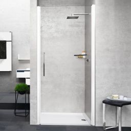 Novellini Young 1B drzwi prysznicowe 77 cm biały mat/szkło przezroczyste Y21B77-1U