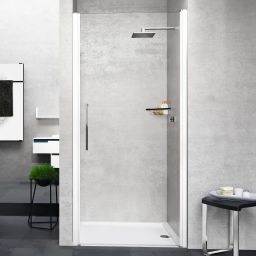 Novellini Young 1B drzwi prysznicowe 82 cm biały mat/szkło przezroczyste Y21B82-1U