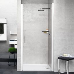 Novellini Young 1B drzwi prysznicowe 87 cm biały mat/szkło przezroczyste Y21B87-1U