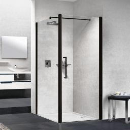 Novellini Young 2.0 F1B ścianka prysznicowa 119 cm boczna czarna/szkło przezroczyste Y2F1B119-1H