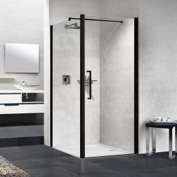Novellini Young 2.0 F1B ścianka prysznicowa 117 cm boczna czarna/szkło przezroczyste Y2F1B117-1H