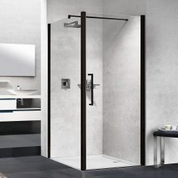 Novellini Young 2.0 F1B ścianka prysznicowa 97 cm boczna czarna/szkło przezroczyste Y2F1B97-1H