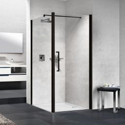 Novellini Young 2.0 F1B ścianka prysznicowa 89 cm boczna czarna/szkło przezroczyste Y2F1B89-1H