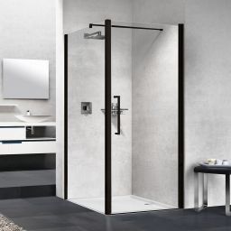 Novellini Young 2.0 F1B ścianka prysznicowa 79 cm boczna czarna/szkło przezroczyste Y2F1B79-1H