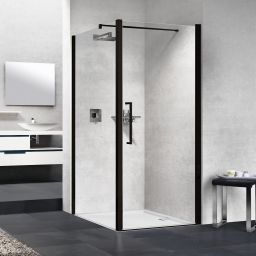 Novellini Young 2.0 F1B ścianka prysznicowa 77 cm boczna czarna/szkło przezroczyste Y2F1B77-1H