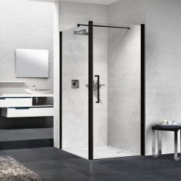 Novellini Young 2.0 F1B ścianka prysznicowa 67 cm boczna czarna/szkło przezroczyste Y2F1B67-1H