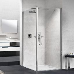 Novellini Young 2.0 F1B ścianka prysznicowa 97 cm boczna chrom/szkło przezroczyste Y2F1B97-1K