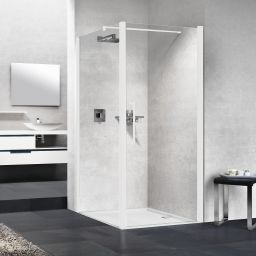 Novellini Young 2.0 F1B ścianka prysznicowa 67 cm boczna biały mat/szkło przezroczyste Y2F1B67-1U