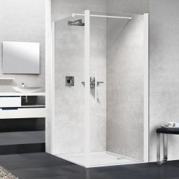 Novellini Young 2.0 F1B ścianka prysznicowa 69 cm boczna biały mat/szkło przezroczyste Y2F1B69-1U