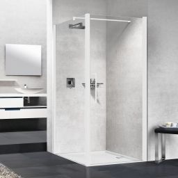 Novellini Young 2.0 F1B ścianka prysznicowa 77 cm boczna biały mat/szkło przezroczyste Y2F1B77-1U