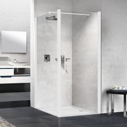 Novellini Young 2.0 F1B ścianka prysznicowa 87 cm boczna biały mat/szkło przezroczyste Y2F1B87-1U
