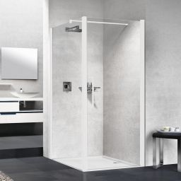 Novellini Young 2.0 F1B ścianka prysznicowa 89 cm boczna biały mat/szkło przezroczyste Y2F1B89-1U