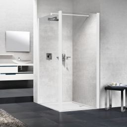 Novellini Young 2.0 F1B ścianka prysznicowa 97 cm boczna biały mat/szkło przezroczyste Y2F1B97-1U