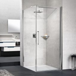 Novellini Young 2.0 G+F ścianka prysznicowa 87 cm boczna srebrna/szkło przezroczyste Y2FG87-1B