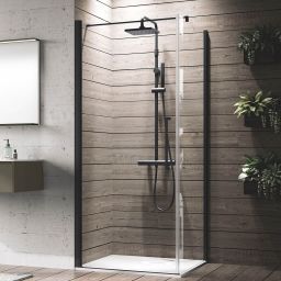Novellini Young 2.0 G+F ścianka prysznicowa 97 cm boczna czarna/szkło przezroczyste Y2FG97-1H