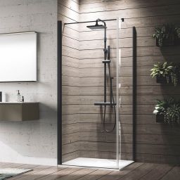 Novellini Young 2.0 G+F ścianka prysznicowa 69 cm boczna czarna/szkło przezroczyste Y2FG69-1H
