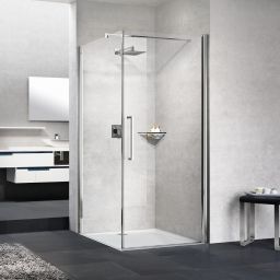 Novellini Young 2.0 G+F ścianka prysznicowa 77 cm boczna chrom/szkło przezroczyste Y2FG77-1K