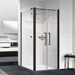 Novellini Young 2.0 F2B ścianka prysznicowa 57 cm boczna czarna/szkło przezroczyste Y2F2B57-1H