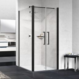 Novellini Young 2.0 F2B ścianka prysznicowa 59 cm boczna czarna/szkło przezroczyste Y2F2B59-1H