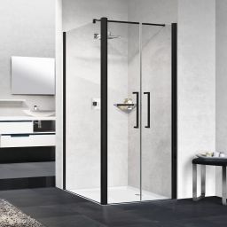 Novellini Young 2.0 F2B ścianka prysznicowa 69 cm boczna czarna/szkło przezroczyste Y2F2B69-1H