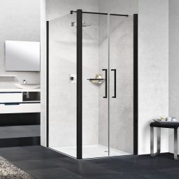 Novellini Young 2.0 F2B ścianka prysznicowa 79 cm boczna czarna/szkło przezroczyste Y2F2B79-1H