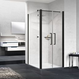 Novellini Young 2.0 F2B ścianka prysznicowa 89 cm boczna czarna/szkło przezroczyste Y2F2B89-1H