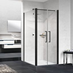 Novellini Young 2.0 F2B ścianka prysznicowa 99 cm boczna czarna/szkło przezroczyste Y2F2B99-1H