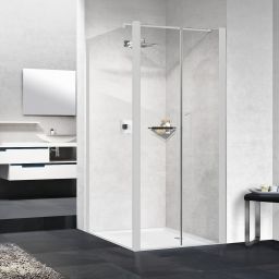 Novellini Young 2.0 F2B ścianka prysznicowa 57 cm boczna biały mat/szkło przezroczyste Y2F2B57-1U