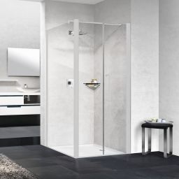 Novellini Young 2.0 F2B ścianka prysznicowa 69 cm boczna biały mat/szkło przezroczyste Y2F2B69-1U