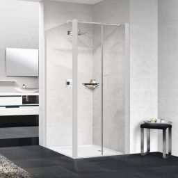 Novellini Young 2.0 F2B ścianka prysznicowa 79 cm boczna biały mat/szkło przezroczyste Y2F2B79-1U