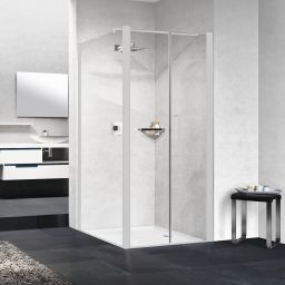 Novellini Young 2.0 F2B ścianka prysznicowa 89 cm boczna biały mat/szkło przezroczyste Y2F2B89-1U