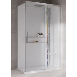 Novellini Glax 2 2.0 2P kabina z hydromasażem 120x80 cm parowa z brodzikiem prawa srebrna G222P120DM5-1BB