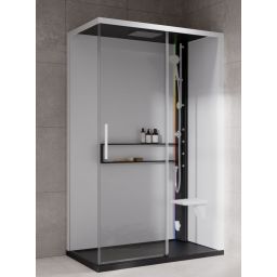 Novellini Glax 2 2.0 2P kabina z hydromasażem 120x80 cm parowa z brodzikiem prawa czarna G222P120DM5-1HU