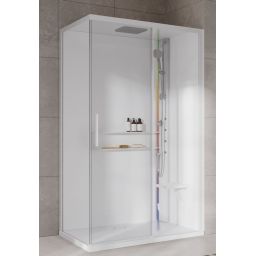 Novellini Glax 2 2.0 2P kabina z hydromasażem 120x80 cm parowa z brodzikiem prawa total biała G222P120DM5-1UU